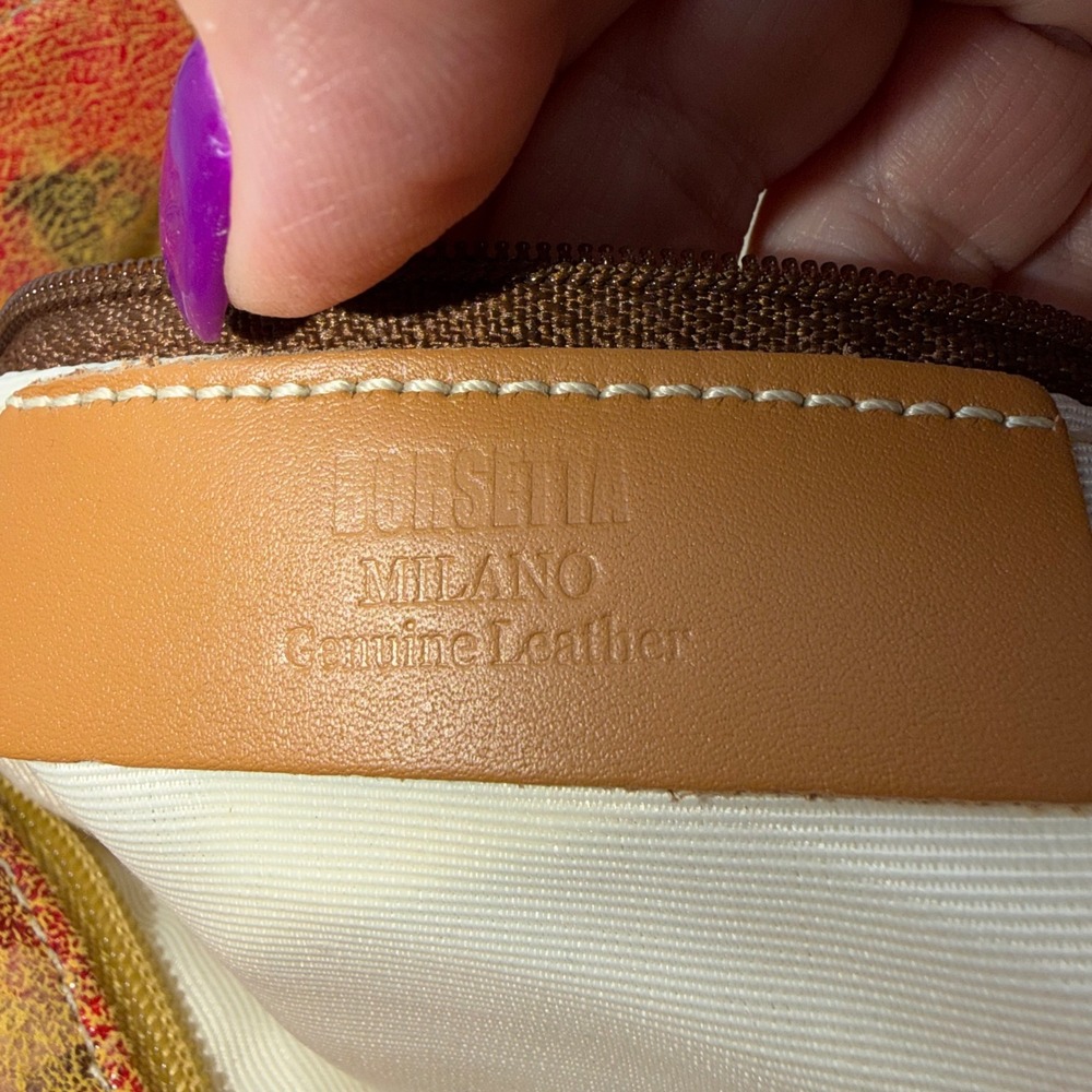 Floral Multicolor Italian Leather Shoulder Bag - Picture 10 of 11